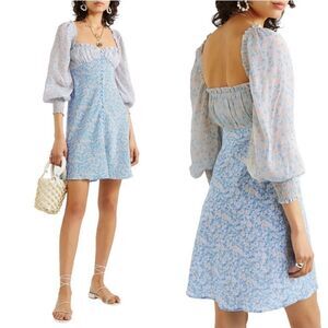 RIXO London Fara Floral Print Silk Mini Dress